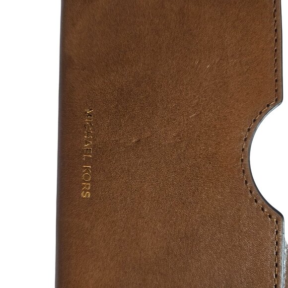 Michael Kors Logo Zip-Around Wristlet Wallet Beige/Brown Leather & Canvas - Picture 6 of 12